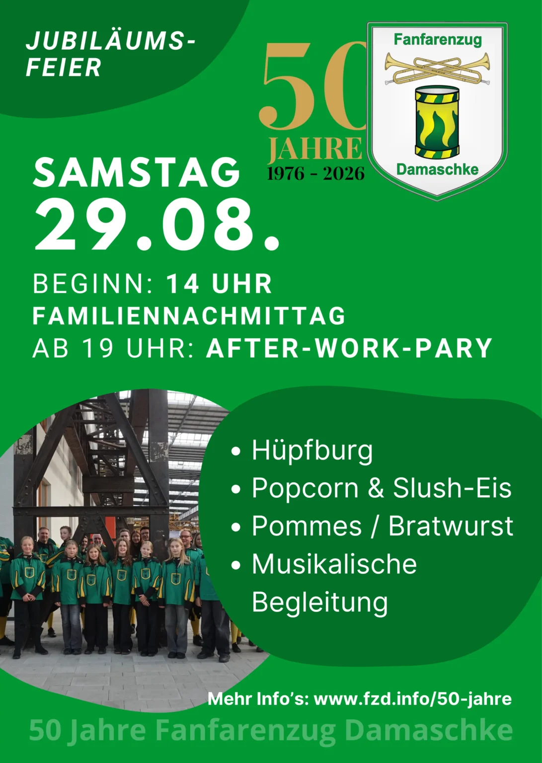 Plakat zur Jubiläumsfeier des Fanfarenzug Damaschke